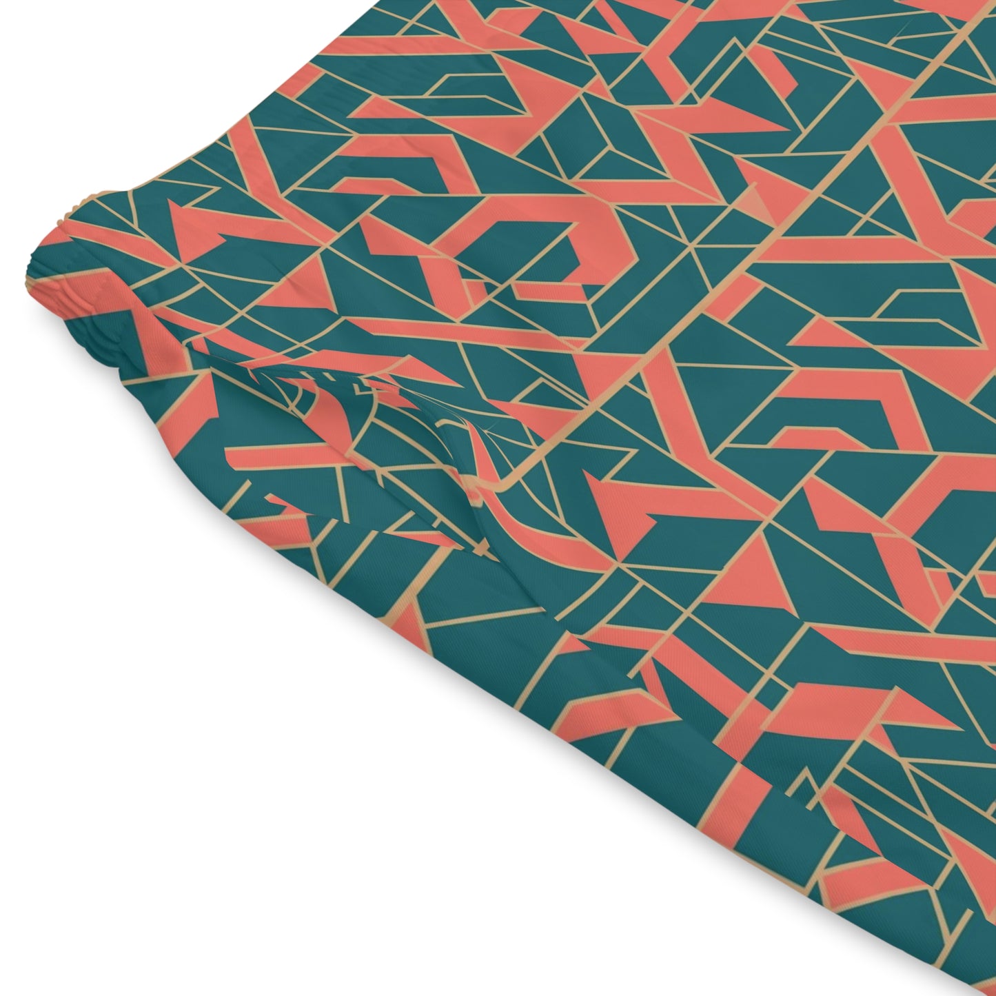 Trendy Men's Elastic Beach Shorts - Geometric Pattern Swimwear