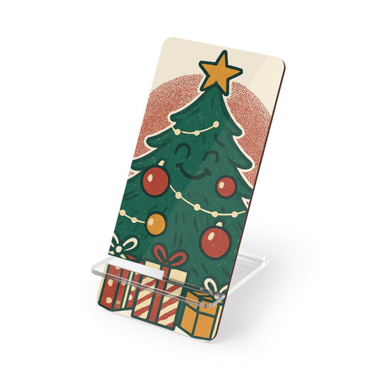 Smiling Christmas Tree Mobile Display Stand for Smartphones | Holiday Phone Holder