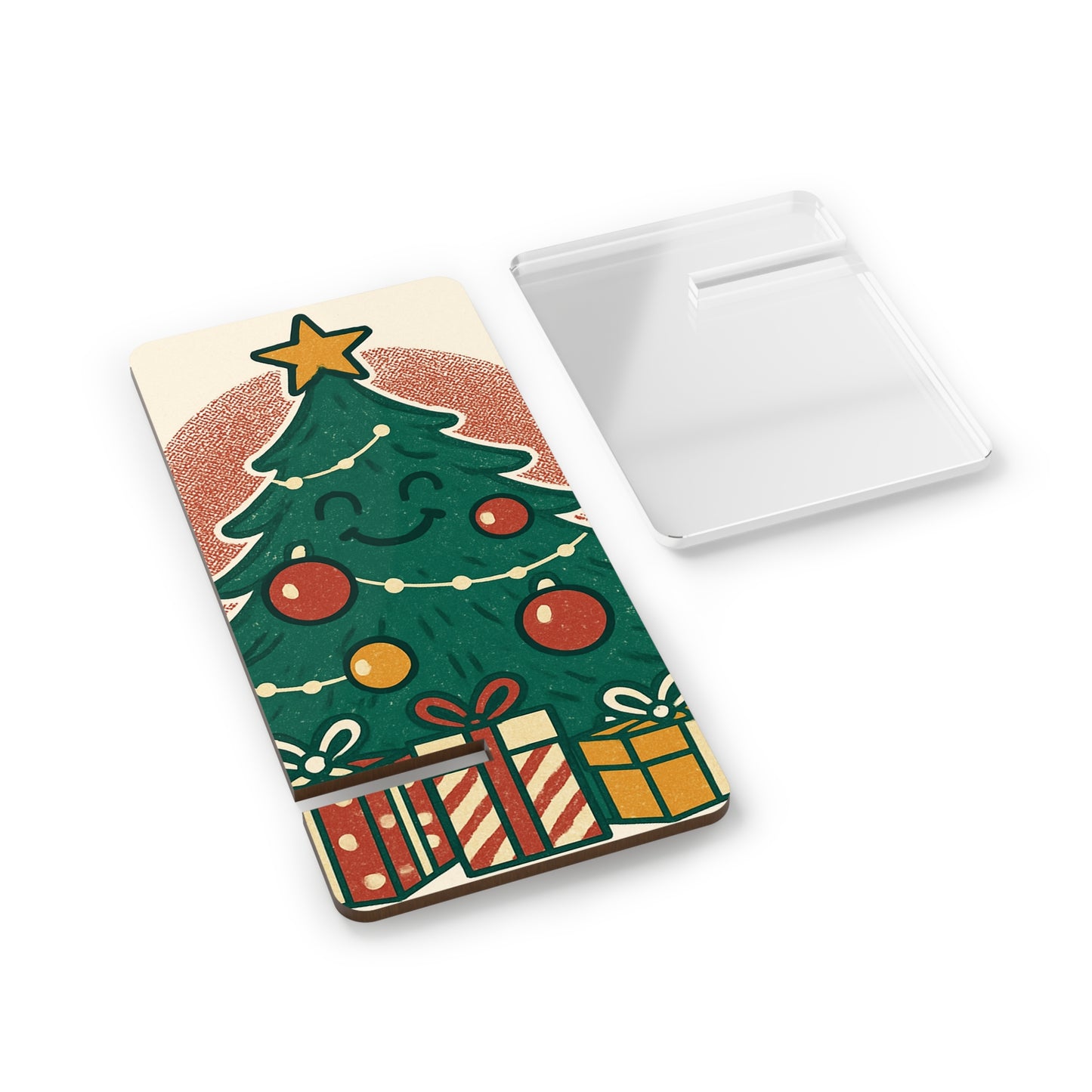 Smiling Christmas Tree Mobile Display Stand for Smartphones | Holiday Phone Holder