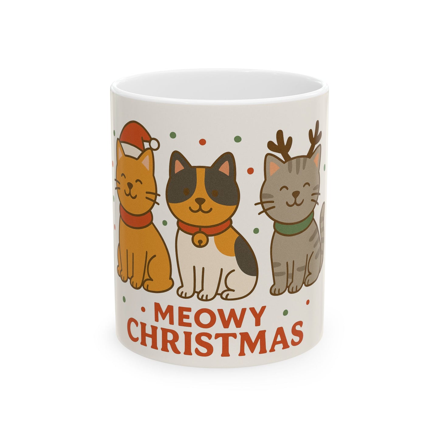 Meowy Christmas Cats Mug | Ceramic Holiday Coffee Cup